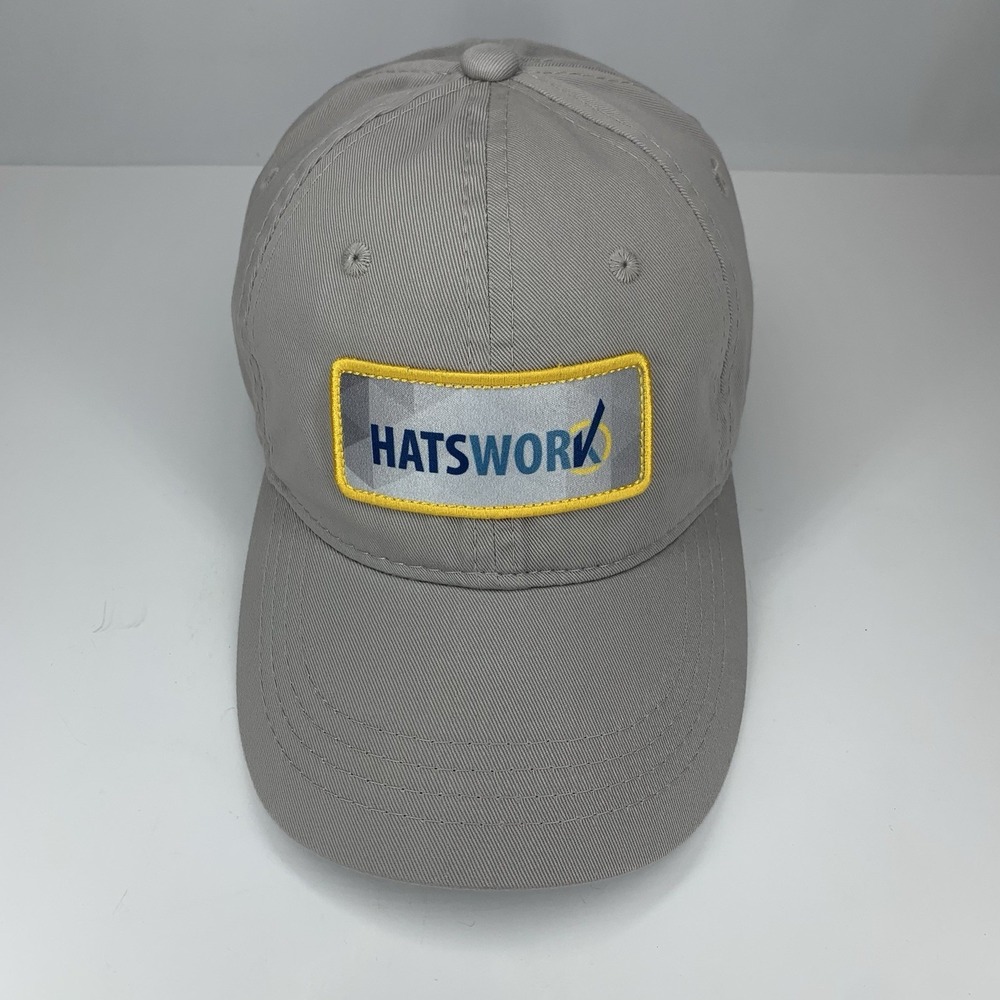 HATSWORK Hat Gray Yellow Patch Adjustable Strap OSFM GWT111 Outdoor Baseball Cap